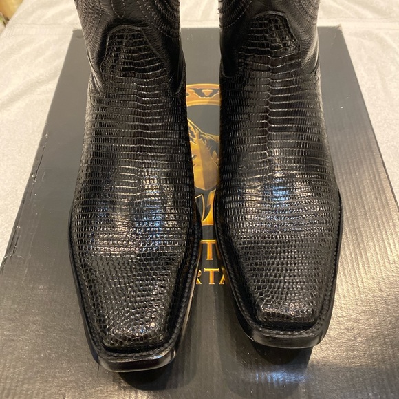 New with tags JE-VER real Lizard leather men’s cowboy boots size 9.5 USA - Picture 4 of 8
